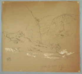 Stream Leading to the Rim of the Falls Near Hacienda Chillo, Ecuador, June 26, 1857