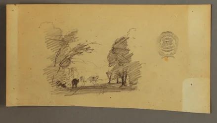 Three Cows on a Road in the Woods, ca. 1845