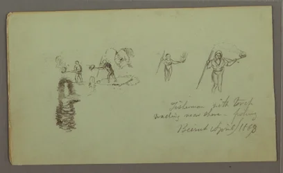 Two Studies of Fishermen with Rods and Torches, April 1868