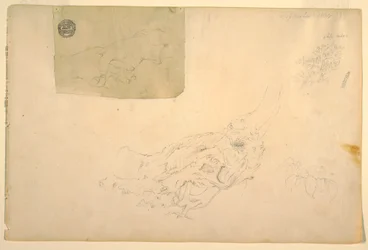 Two hands shaking, gnarled tree roots, September 1844