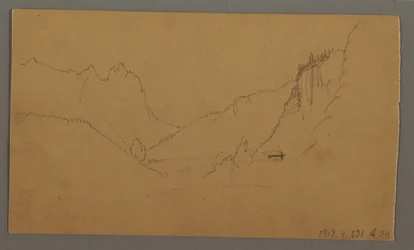 Winding Road Through Valley, House, possibly 1868