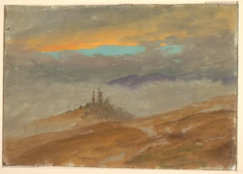 Winter landscape, view of Zuarry Hill, twilight, 1850–60