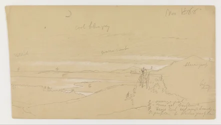 River through Mountain Valley with Sky and Crescent Moon
