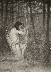 Then, Upon One Knee Uprising, Hiawatha Aimed an Arrow, from The Song of Hiawatha by Henry Wadsworth Longfellow, pub. by George G. Harrap and Company Ltd., 1911