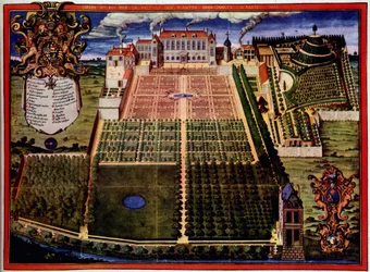 View of the royal garden (garden of plants) - in “Description of the royal garden of medicinal plants” by Scalberge