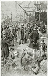 Victor Hugo hails a universal republic during a speech while in exile on 1st August 1852, 19th Century