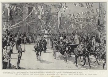 The Royal Procession from Victoria Station to Marlborough House, the King