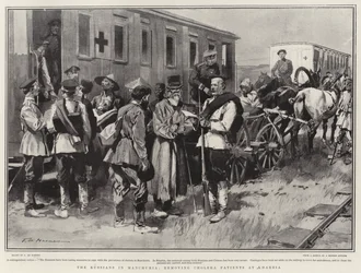 The Russians in Manchuria, removing Cholera Patients at Kharbia