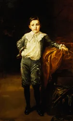 Portrait of Master Eckstein, Standing Full Length, Leaning on a Draped Chest, 1902