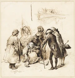 Two Gentlemen Helping a Drunk