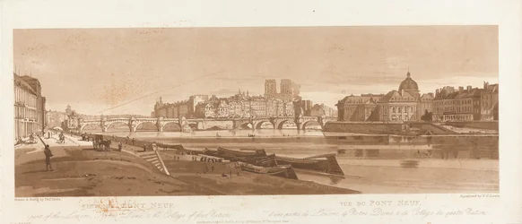 View of Port Neuf, part of the Louvre, Notre Dame & the College of Four Nations, 1803; Plate 7 from Views in Paris, the Emanuel Volume tracing of the plate B1981.25.2616