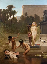 Moses Saved from the Waters - The Finding of Moses by Frederick Goodall (1822-1904). Size: 152.4 x 114