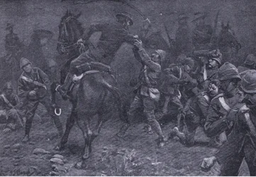 Major Boole-Smith Tackles De Wet, from After Pretoria: The Guerilla War