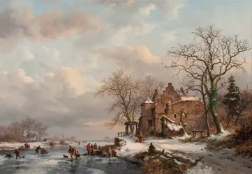 A Winter Landscape with Skaters on a Frozen River