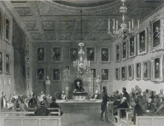 View of the Interior of Somerset House, Showing a Meeting of the Royal Antiquarian Society