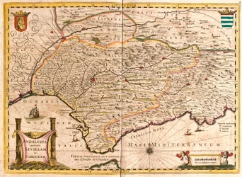 Map of Andalusia, with Seville and Cordoba (Spain)