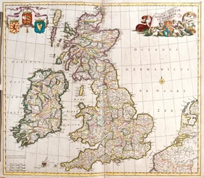 Map of England, Scotland and Ireland (Great Britain)
