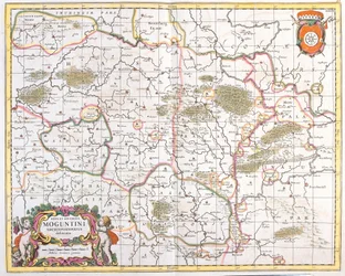 Map of the Archbishopric of Mainz, Germany