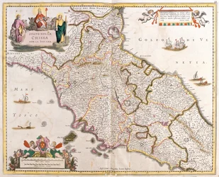 Map of the States of the Church in Tuscany, Italy