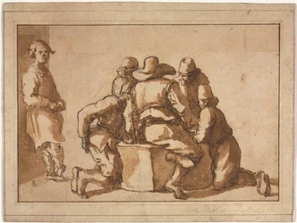 Genre Scene of Young Men Playing a Game