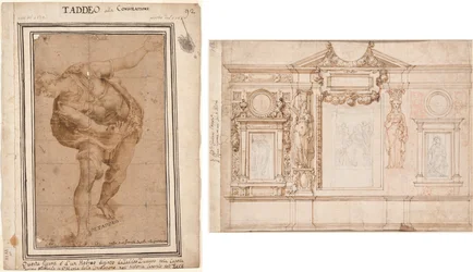 A Hebrew, from Christ Shown to the People (recto); Design for a Wall Decoration with Pasted-in Sketches after Raphael (verso)