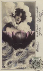 Beautiful Woman Emerging from a Flower Emerging from the Sea