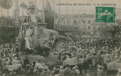 Carnival of Nice 1913. Postcard sent in 1913.