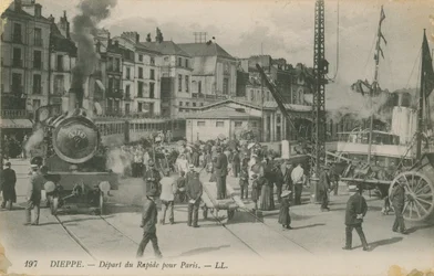 Departure of the Paris express from Dieppe
