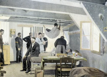 French Navy, late 19th century: Inspection at the infirmary, visit of the doctor