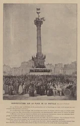 The Commune of Paris, Demonstrations at the Place de la Bastille, February 24-28