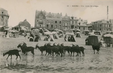 Mers - a part of the beach. Postcard sent in 1913