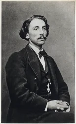 Portrait of Etienne Mallarme dit Stephane Mallarme in 1862, French poet. Photography