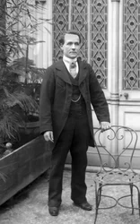 Portrait of a Man, Posing in the Abbey of Septfontaines, Near Bourmont en Haute Marne. Photography Late 19th Century. Ducos Collection