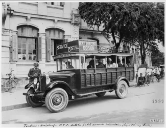 Postal bus at Haiphong, c.1920