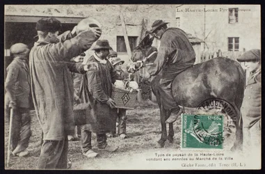 Farmer in the Haute-Loire Selling Food at the Market, c.1900