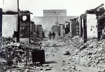 The destruction in China during the Boxer Rebellion of 1900