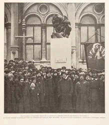 Unveiling of a monument erected by the Soviets in memory of one of the murderers of Alexander II, from Histoire des Soviets, published 1922