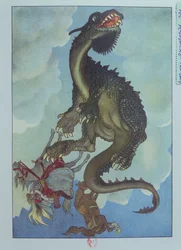 A Dragon Falling from the Sky, Illustration from the Hungarian Tale, 