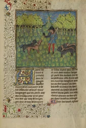 A Hunter Training Dogs to Respond to the Call of a Horn, c.1430-40
