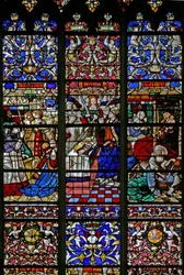 A detail from window, the panegyric to St Romain