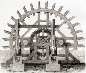 A Powder Mill and Its Water Wheel, After a 19th Century Drawing, from Les Merveilles de la Science, Published c.1870