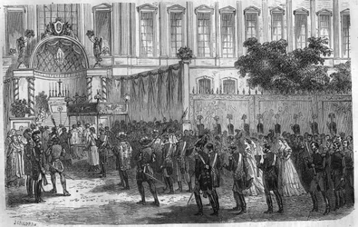 A Procession Led by the Jesuits in the 19th Century. Engraving in 