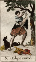 A shepherd saves Oedipus as a child, abandoned by his parents because of the oracle of the Pythia. From “Mythology of Youth” by Pierre Blanchard 1803