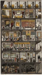 Accommodation in Paris - Cross-section of a Parisian house 1885 - Cross-section of a house in Paris in 1885. in 