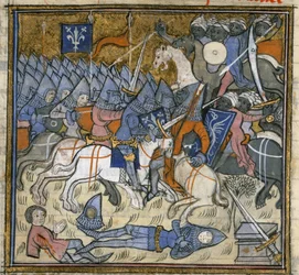 Crusaders fighting Saracens, illustration from the 