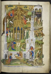 Scenes from the Creation and Fall, Adam and Eve, and Their Sons, Cain and Abel, from Book of Hours (The Bedford Hours) c.1410-30