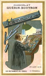 Advertising Chromolithography of Chocolates Guerin Boutron, Work Instruments, 84 Varied Subjects, The Composter