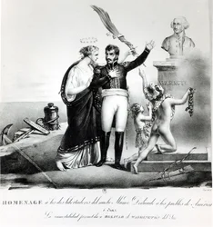 Allegorical portrait of General Simon Bolivar (1783-1830) c.1840