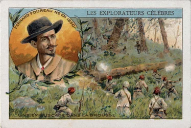 Ambush in the African Bush During an Expedition by the French Explorer Fernand Fourreau. Chromolithography of the 19th Century