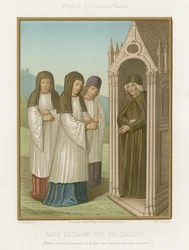 An Abbot Greeting Monks at the Door of the Abbey